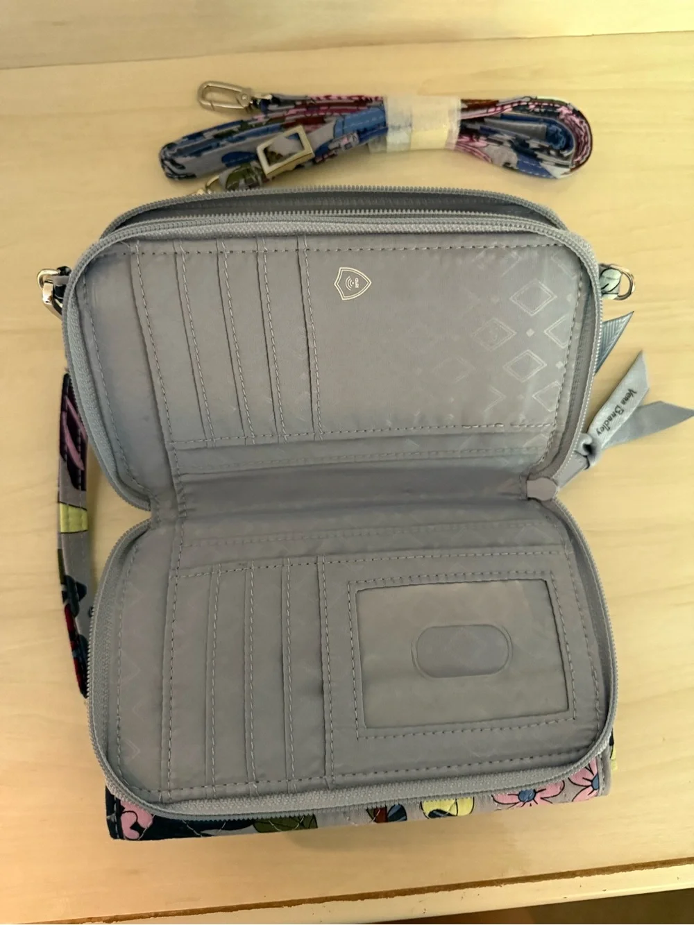 Vera Bradley Lavender Multi Floral Quilted Crossbody Wallet - Picture 6 of 7